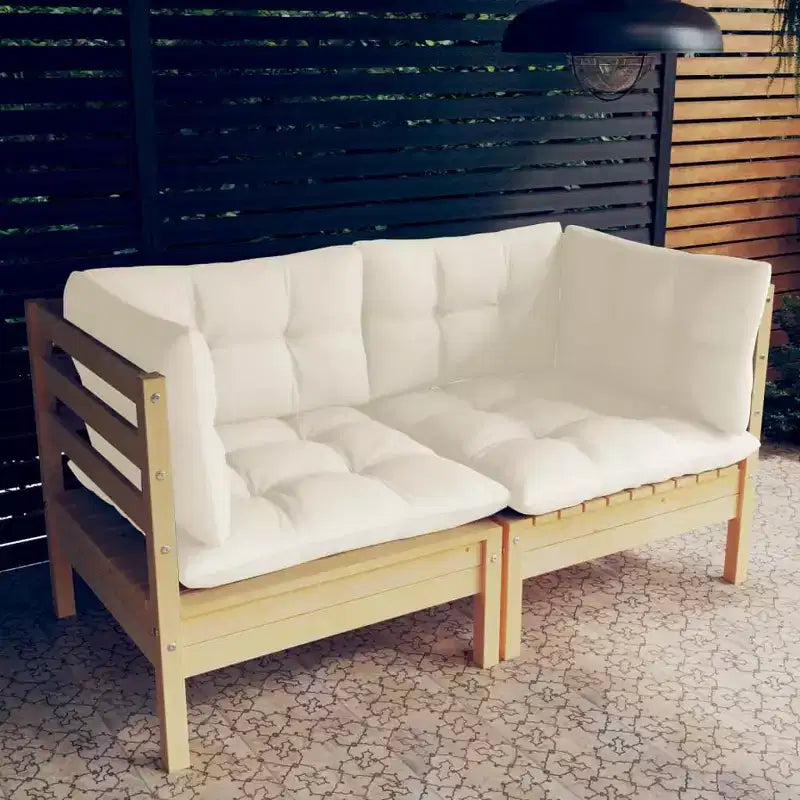 vidaXL Canapé de jardin 2 places en pin massif avec coussins de siège multicolores