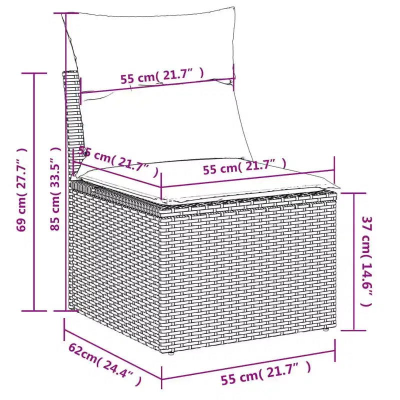 Ensemble de canapé de jardin modulable vidaXL avec rangement et coussins