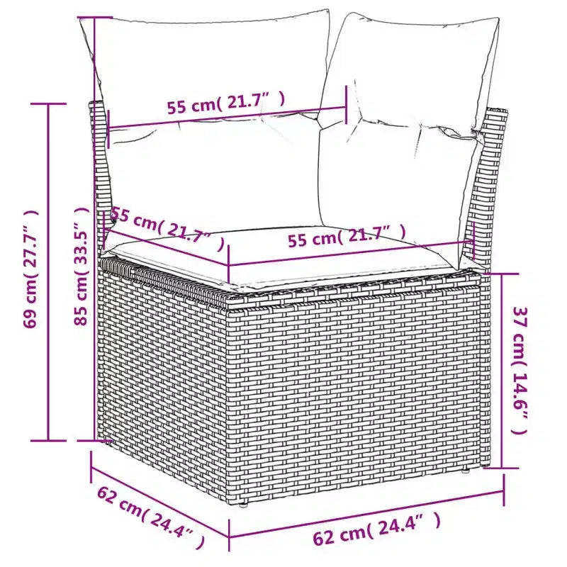 Ensemble de canapé de jardin modulable vidaXL avec rangement et coussins