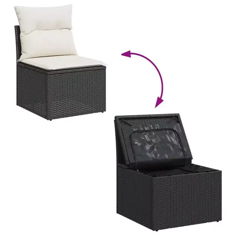 Ensemble de canapé de jardin modulable vidaXL avec rangement et coussins