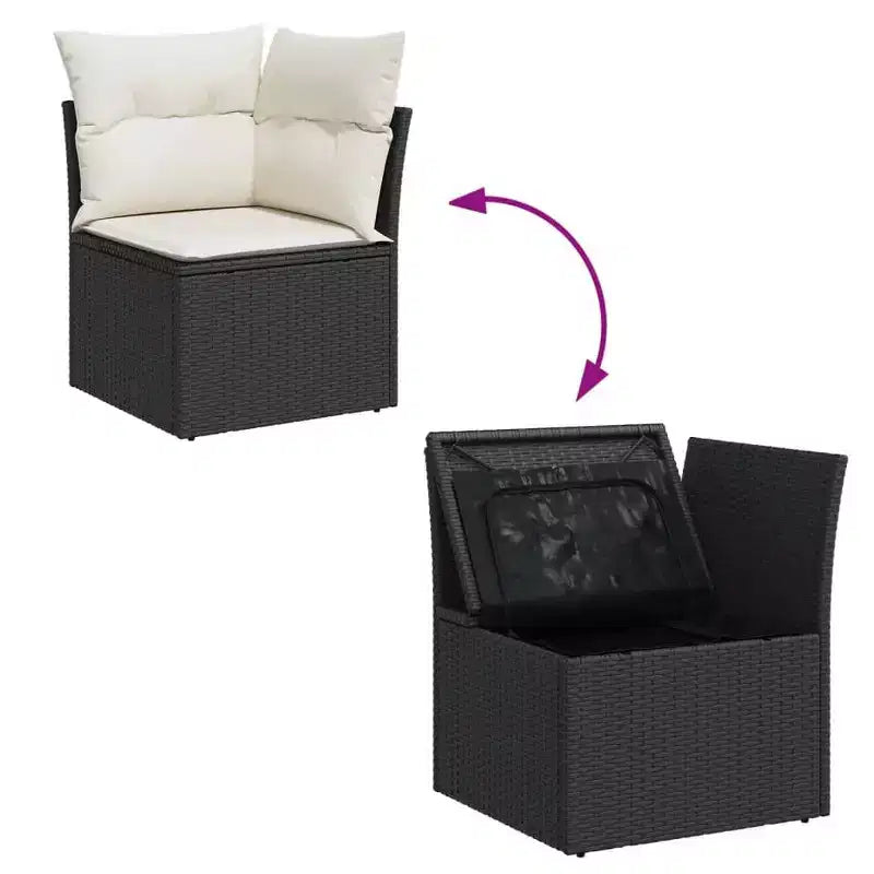 Ensemble de canapé de jardin modulable vidaXL avec rangement et coussins
