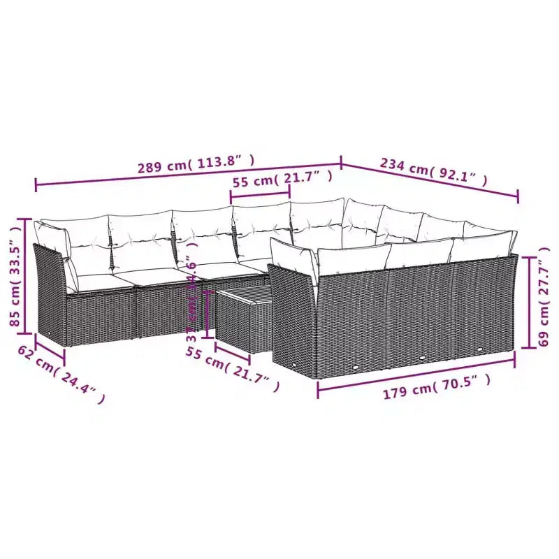 Ensemble de canapé de jardin modulable vidaXL avec rangement et coussins