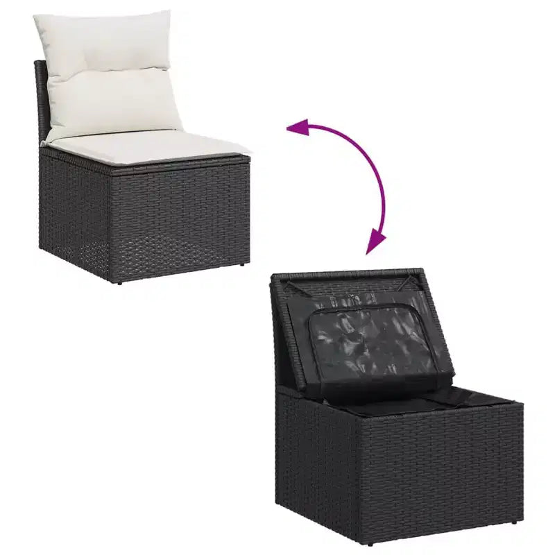Ensemble de canapé de jardin modulable vidaXL avec rangement et coussins