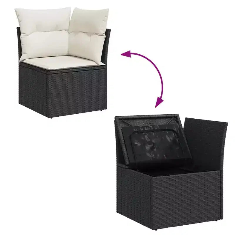 Ensemble de canapé de jardin modulable vidaXL avec rangement et coussins