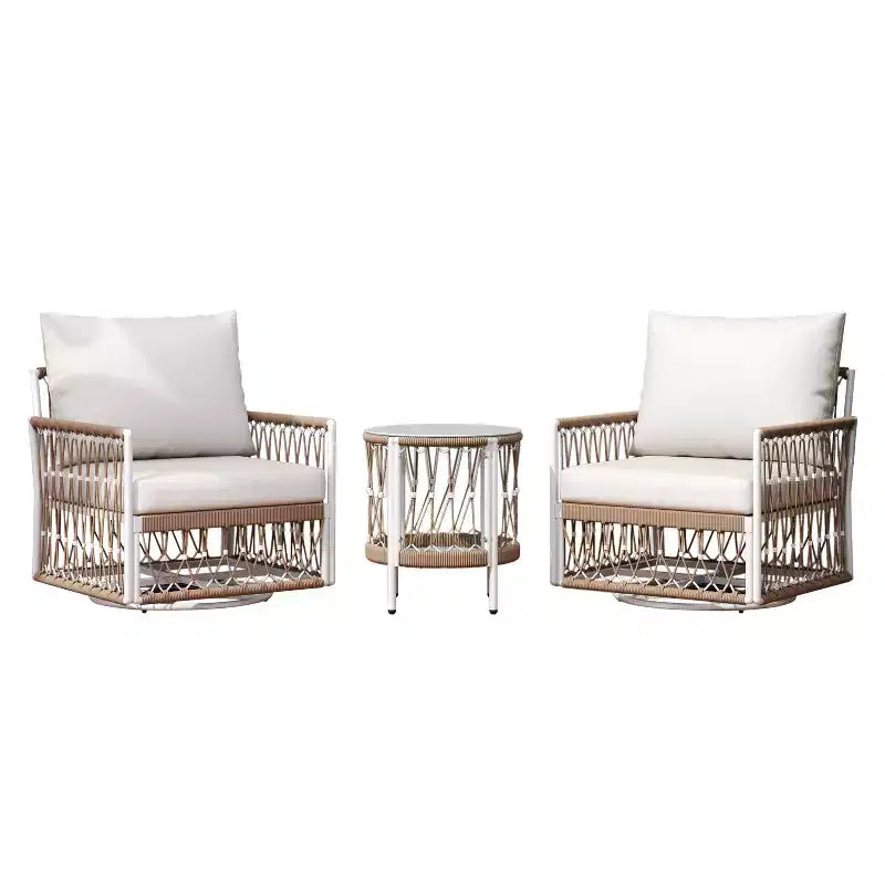 Ensemble de conversation d'extérieur 3 pièces pour 2 personnes, mobilier de jardin avec 2 chaises longues, table d'appoint en verre, coussin imperméable - ModernLuxe