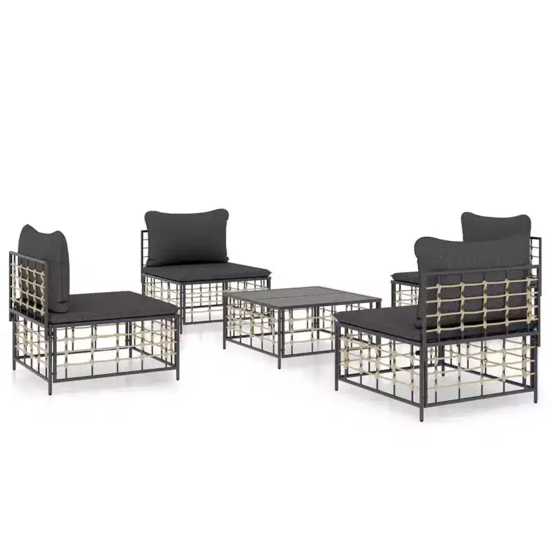 vidaXL Salon de jardin 5 pièces avec coussins en résine tressée
