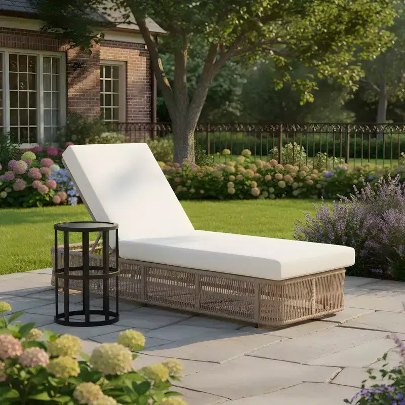 Christopher Knight Home Manon Chaise longue d'extérieur réglable 2 pièces en corde avec table d'appoint en céramique