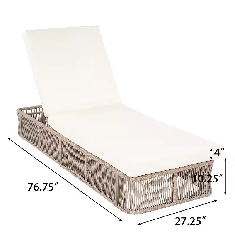 Christopher Knight Home Manon Chaise longue d'extérieur réglable 2 pièces en corde avec table d'appoint en céramique