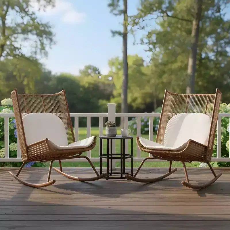 Christopher Knight Home Christine Ensemble de patio moderne en métal avec chaises berçantes et plateau de table en céramique