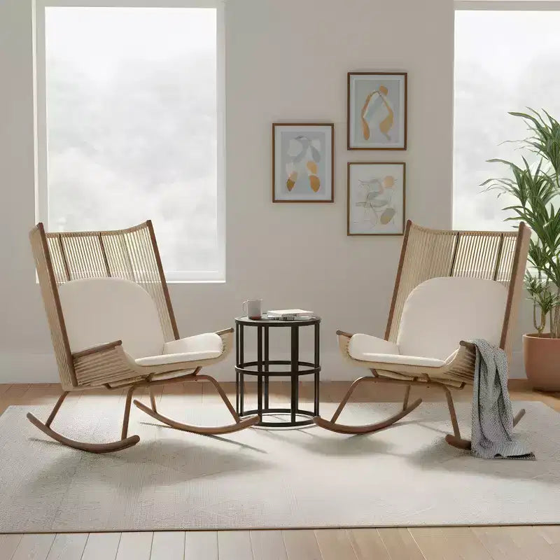 Christopher Knight Home Christine Ensemble de patio moderne en métal avec chaises berçantes et plateau de table en céramique