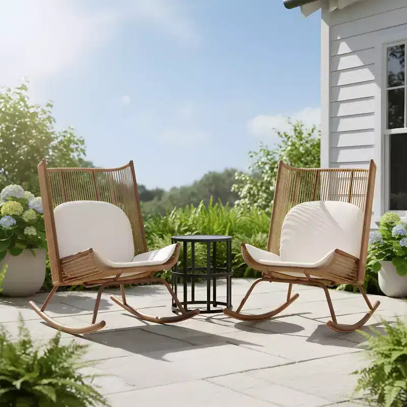 Christopher Knight Home Christine Ensemble de patio moderne en métal avec chaises berçantes et plateau de table en céramique
