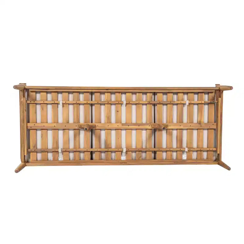 Canapé d'angle d'extérieur ModernLuxe en bois d'acacia, finition teck clair avec coussin beige