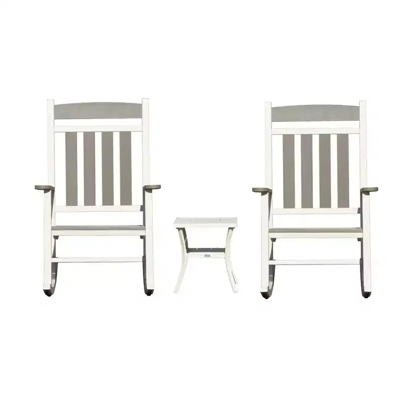 Clihome - Ensemble de 3 fauteuils à bascule d'extérieur (2 chaises et 1 table)