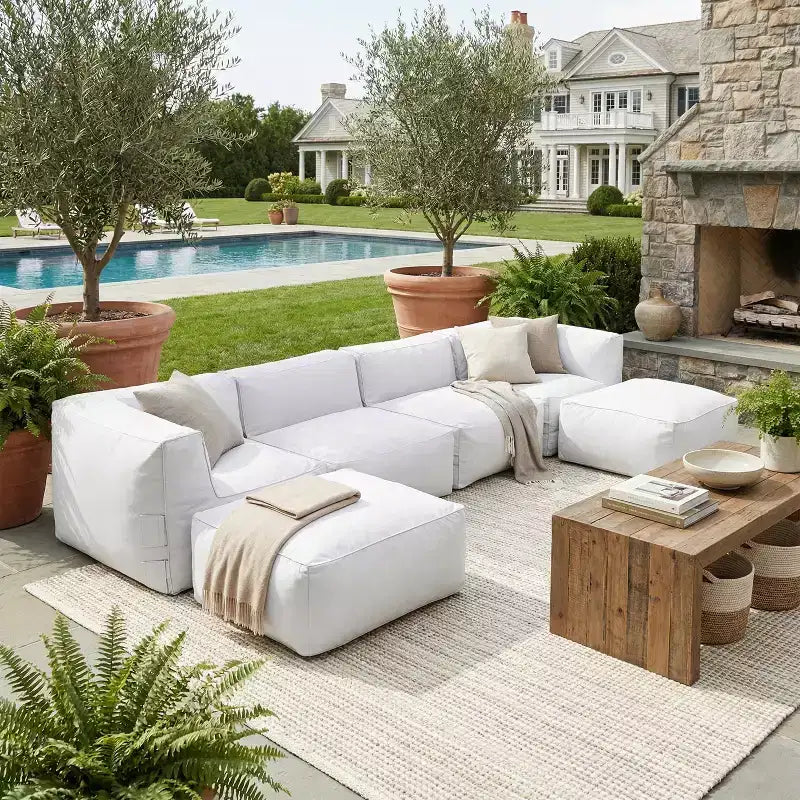 Christopher Knight Home Karine Canapé d'angle moderne en oléfine en forme de U de 388 cm avec poufs, 6 places