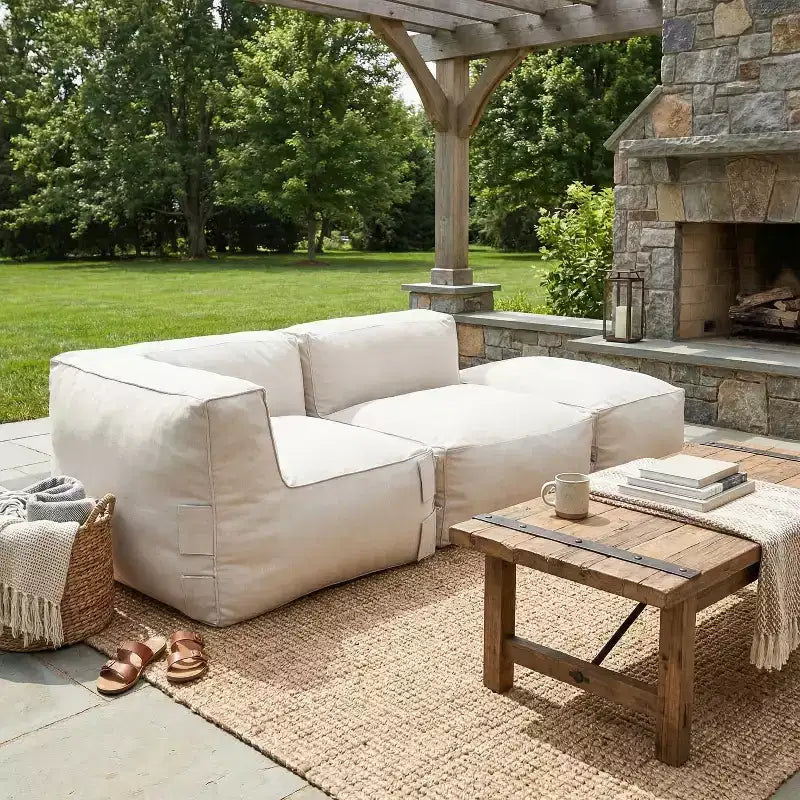 Christopher Knight Home Lisette, Canapé modulaire sectionnel 3 places moderne en oléfine de 264 cm pour terrasse, style pouf