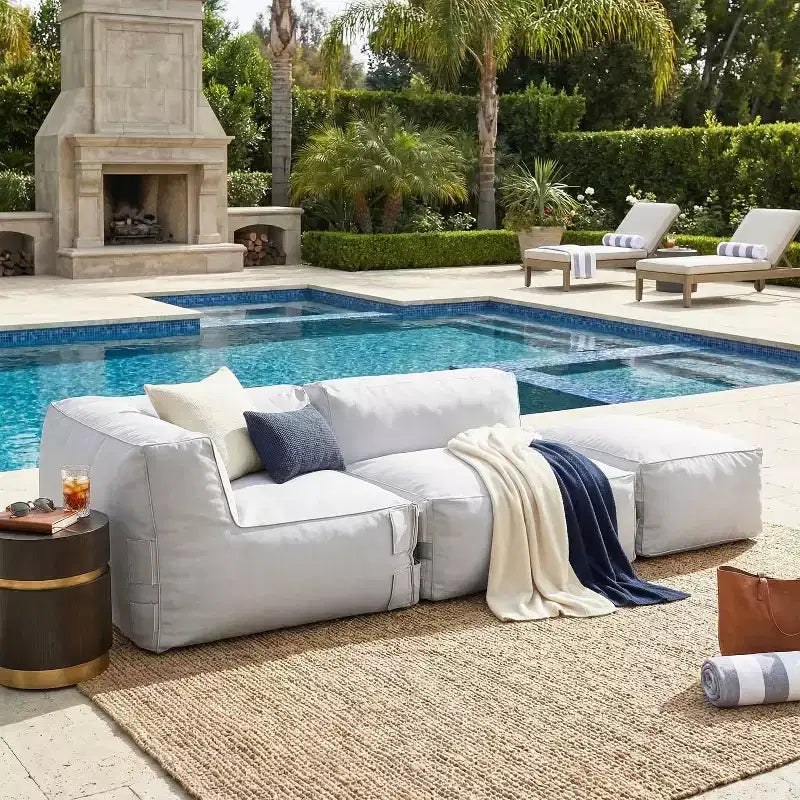 Christopher Knight Home Lisette, Canapé modulaire sectionnel 3 places moderne en oléfine de 264 cm pour terrasse, style pouf