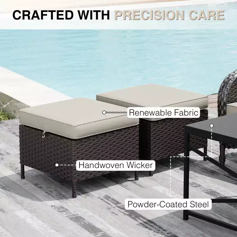 UPTIOT Ensemble modulaire d'extérieur avec 2 canapés, fauteuils, poufs et table basse résistante aux intempéries