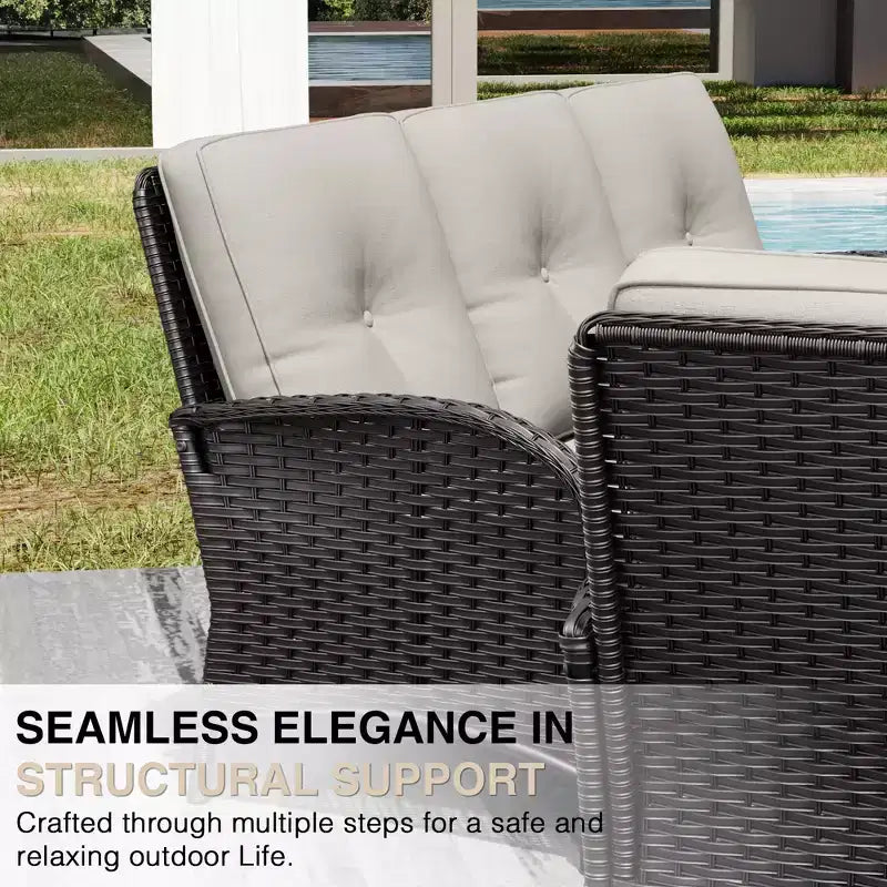 UPTIOT Ensemble modulaire d'extérieur avec 2 canapés, fauteuils, poufs et table basse résistante aux intempéries
