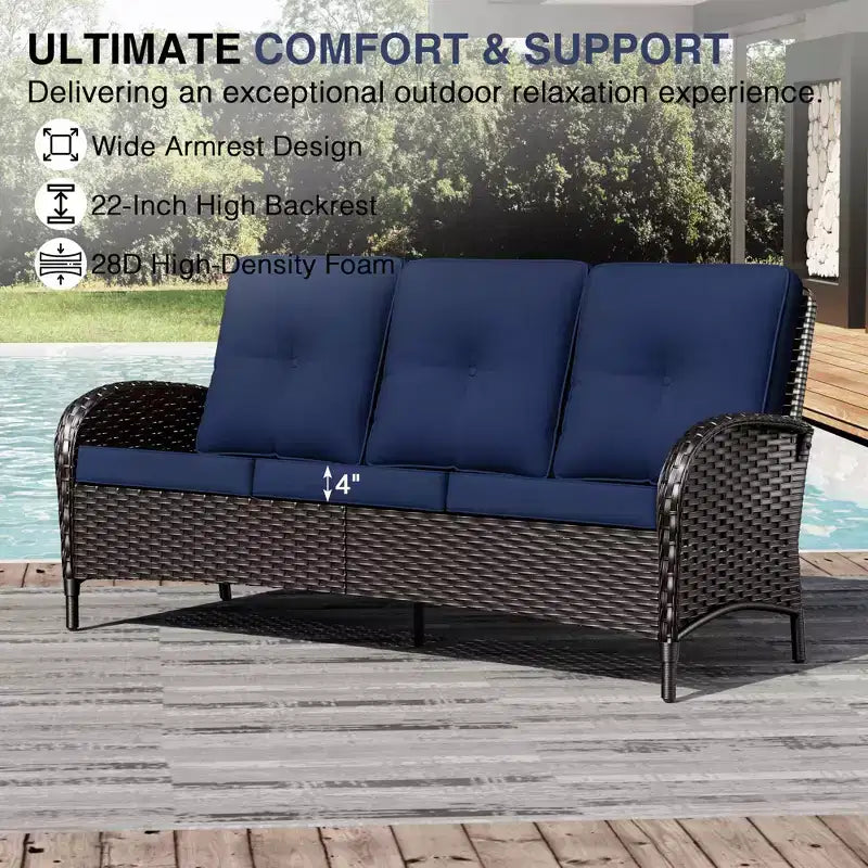 UPTIOT Ensemble modulaire d'extérieur avec 2 canapés, fauteuils, poufs et table basse résistante aux intempéries