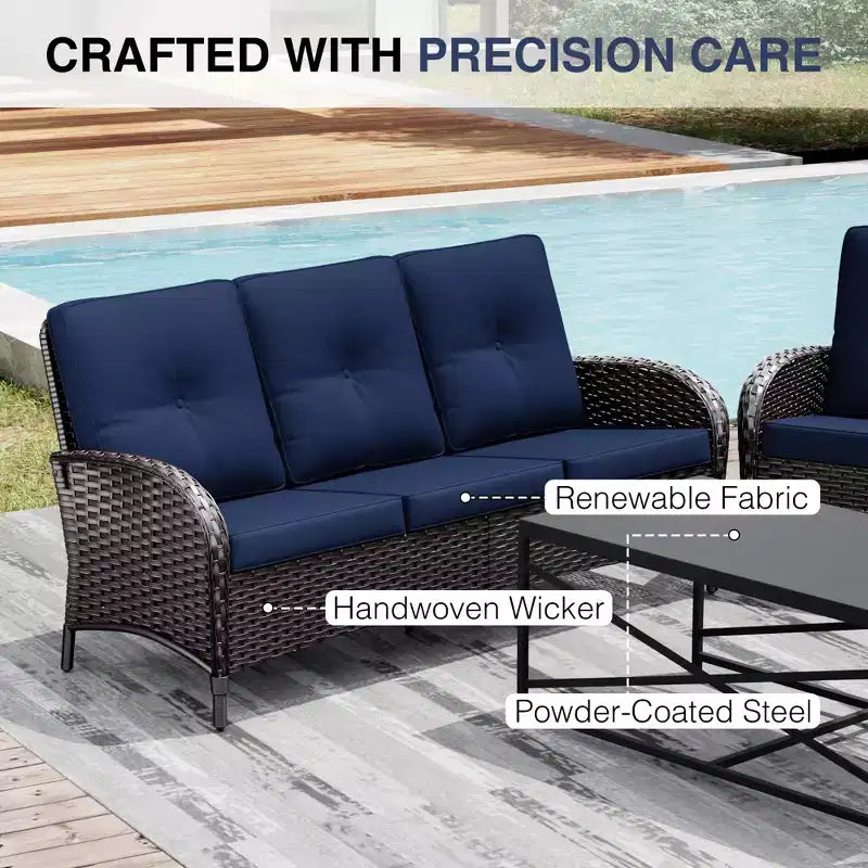 UPTIOT Ensemble modulaire d'extérieur avec 2 canapés, fauteuils, poufs et table basse résistante aux intempéries