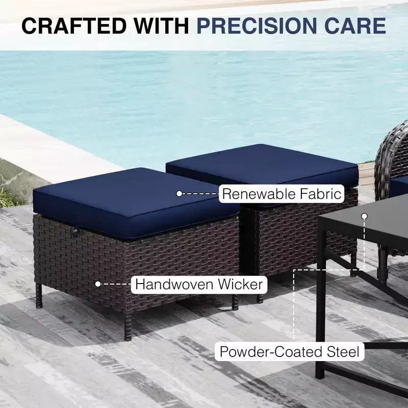 UPTIOT Ensemble modulaire d'extérieur avec 2 canapés, fauteuils, poufs et table basse résistante aux intempéries