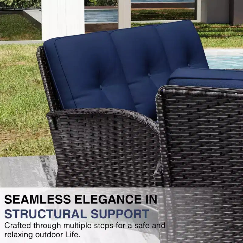 UPTIOT Ensemble modulaire d'extérieur avec 2 canapés, fauteuils, poufs et table basse résistante aux intempéries