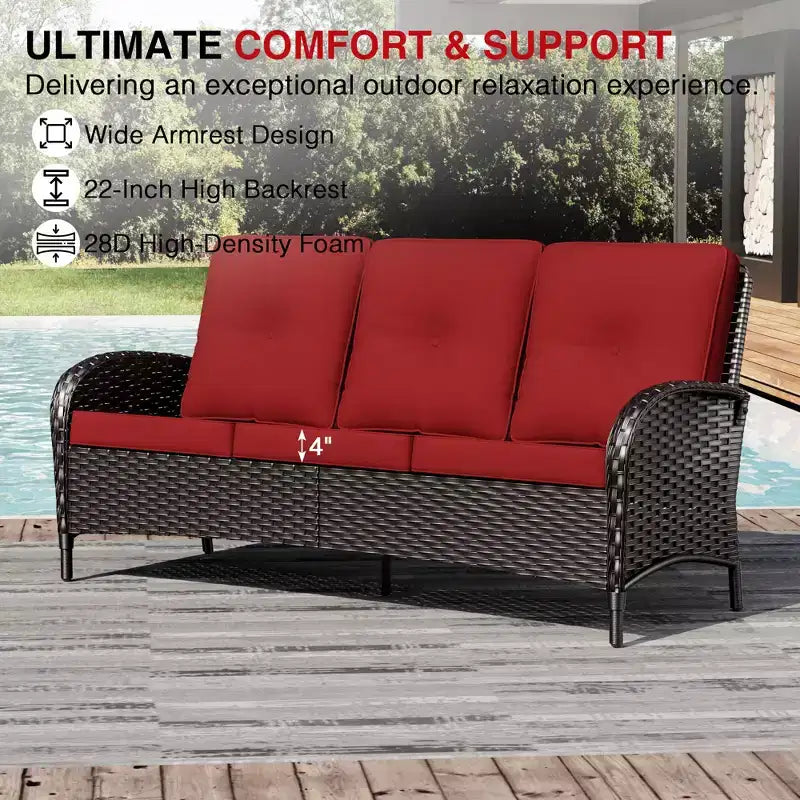 UPTIOT Ensemble modulaire d'extérieur avec 2 canapés, fauteuils, poufs et table basse résistante aux intempéries
