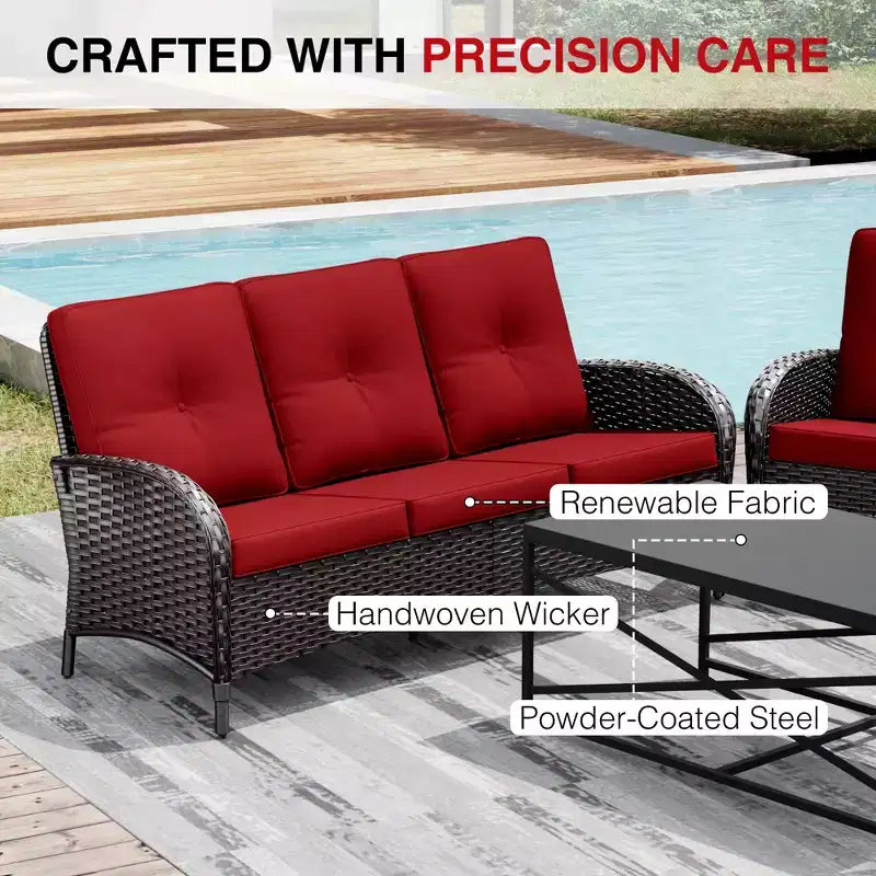 UPTIOT Ensemble modulaire d'extérieur avec 2 canapés, fauteuils, poufs et table basse résistante aux intempéries