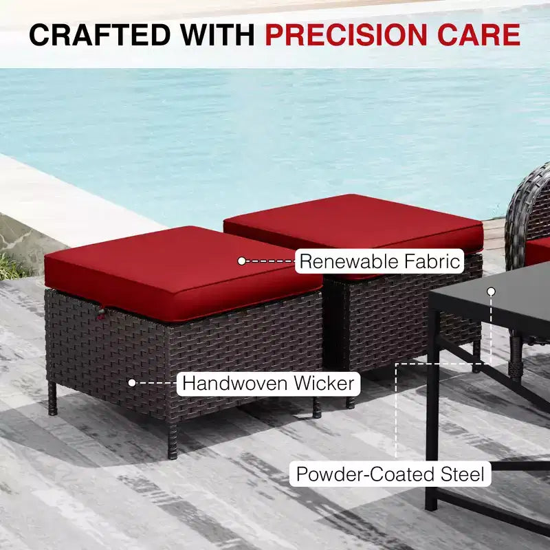UPTIOT Ensemble modulaire d'extérieur avec 2 canapés, fauteuils, poufs et table basse résistante aux intempéries