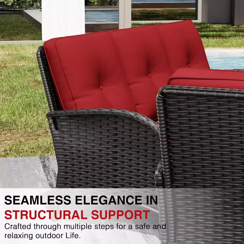 UPTIOT Ensemble modulaire d'extérieur avec 2 canapés, fauteuils, poufs et table basse résistante aux intempéries