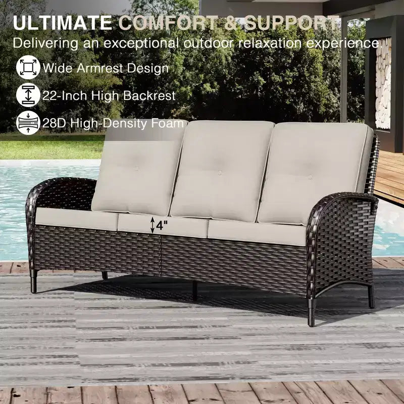 UPTIOT Ensemble modulaire d'extérieur avec 2 canapés, fauteuils, poufs et table basse résistante aux intempéries