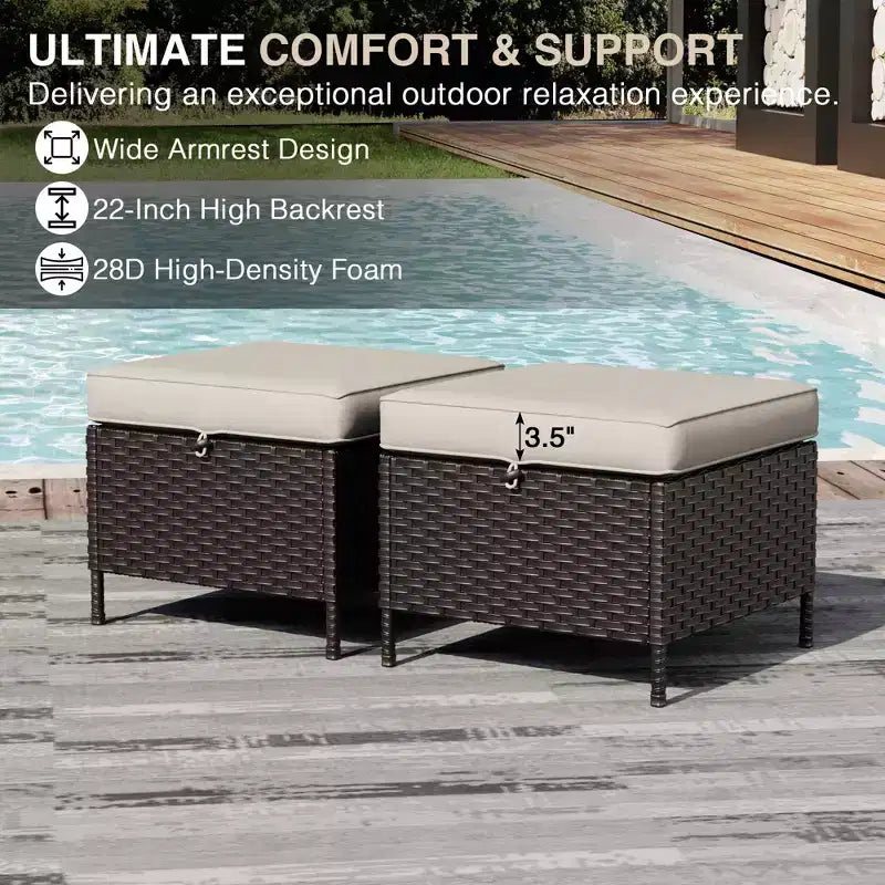 UPTIOT Ensemble modulaire d'extérieur avec 2 canapés, fauteuils, poufs et table basse résistante aux intempéries