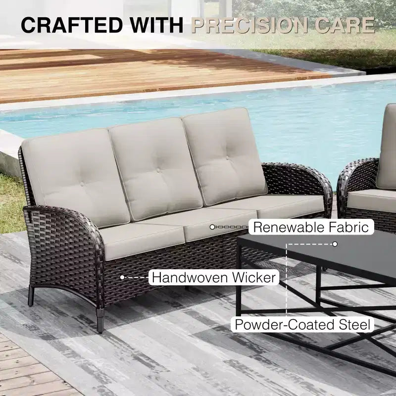 UPTIOT Ensemble modulaire d'extérieur avec 2 canapés, fauteuils, poufs et table basse résistante aux intempéries