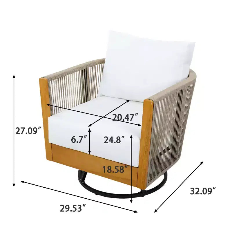 Christopher Knight Home Darika – Fauteuil pivotant de patio moderne en bois d'acacia et ensemble table d'appoint, 2 pièces