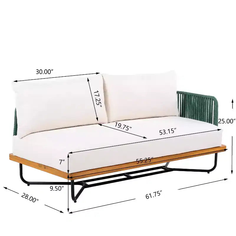 Christopher Knight Home Lucca Canapé sectionnel 4 places moderne d'extérieur en bois d'acacia et corde avec coussins