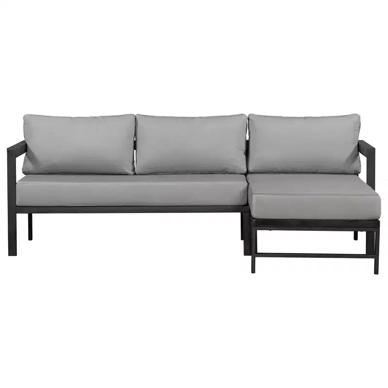 Canapé d'extérieur en forme de L avec cadre en fer, résistant aux intempéries, idéal pour terrasse, balcon et jardin - ModernLuxe
