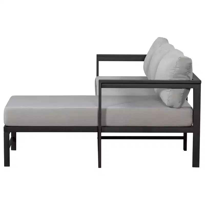 Canapé d'extérieur en forme de L avec cadre en fer, résistant aux intempéries, idéal pour terrasse, balcon et jardin - ModernLuxe