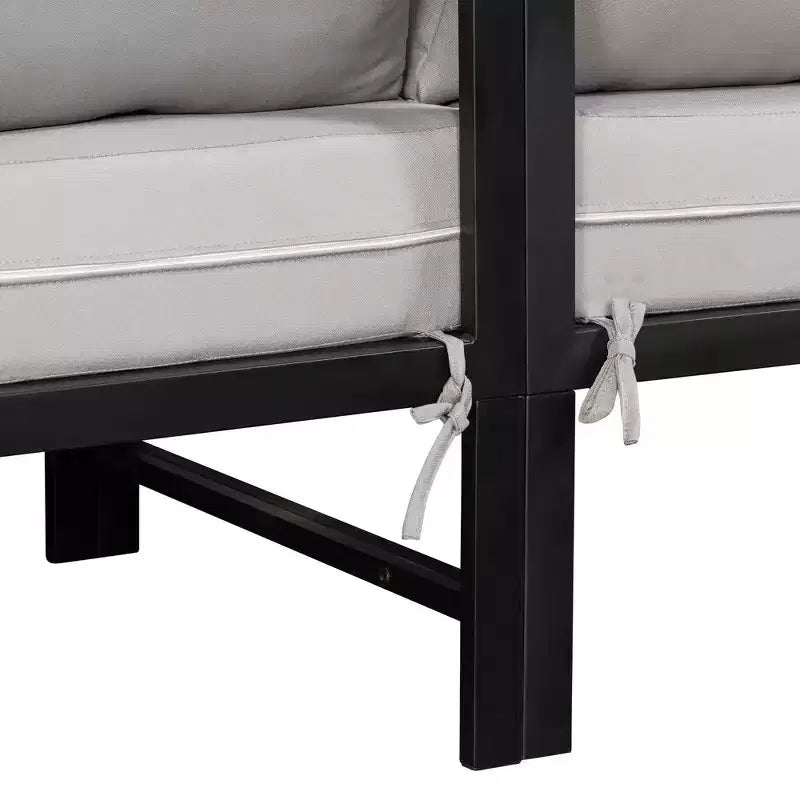 Canapé d'extérieur en forme de L avec cadre en fer, résistant aux intempéries, idéal pour terrasse, balcon et jardin - ModernLuxe