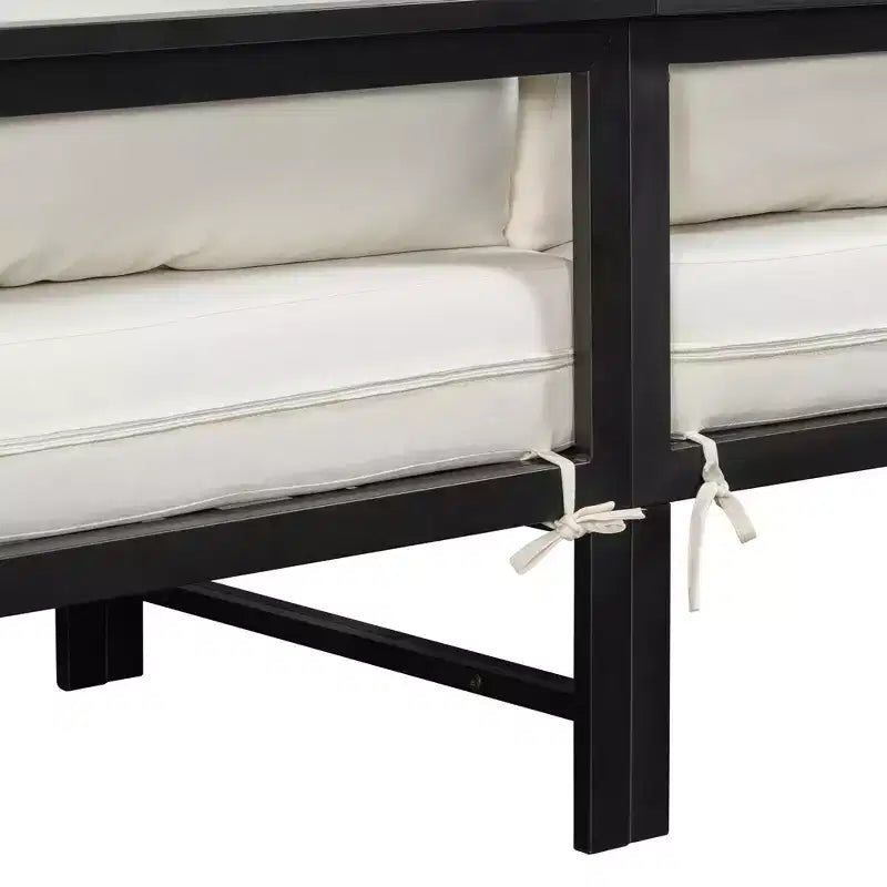 Canapé d'extérieur en forme de L avec cadre en fer, résistant aux intempéries, idéal pour terrasse, balcon et jardin - ModernLuxe