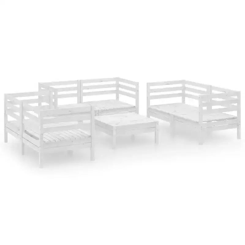 vidaXL Garden Lounge Set White Solid Pine Wood 7 Piece Set Modular