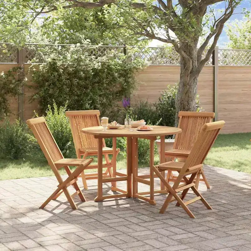 vidaXL Ensemble repas d'extérieur Teck Bois de teck massif Moyen Pliable