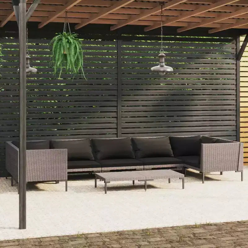 vidaXL Salon de jardin gris foncé, noir