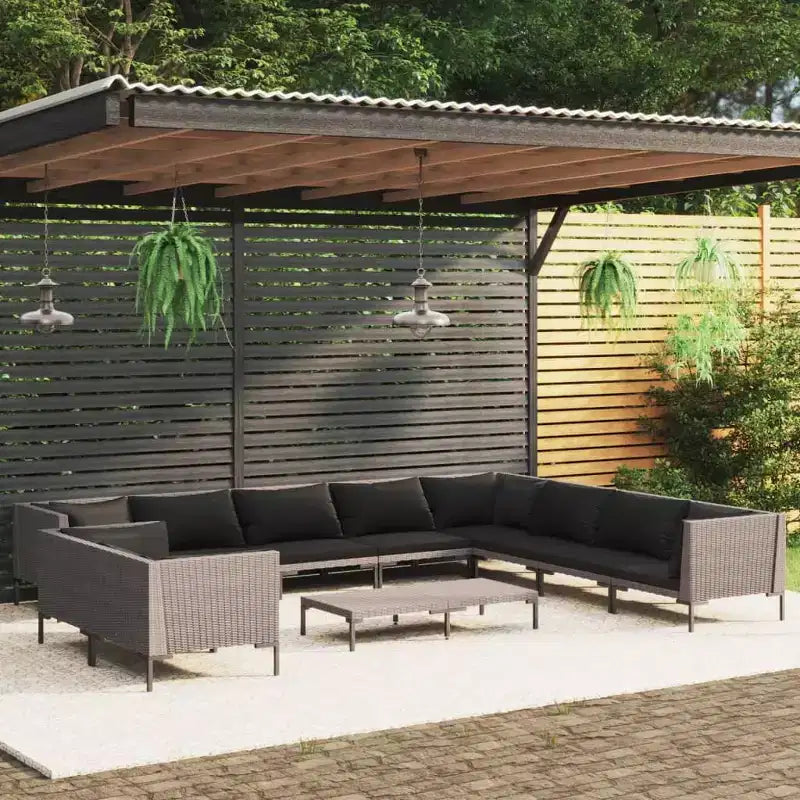 vidaXL Salon de jardin gris foncé