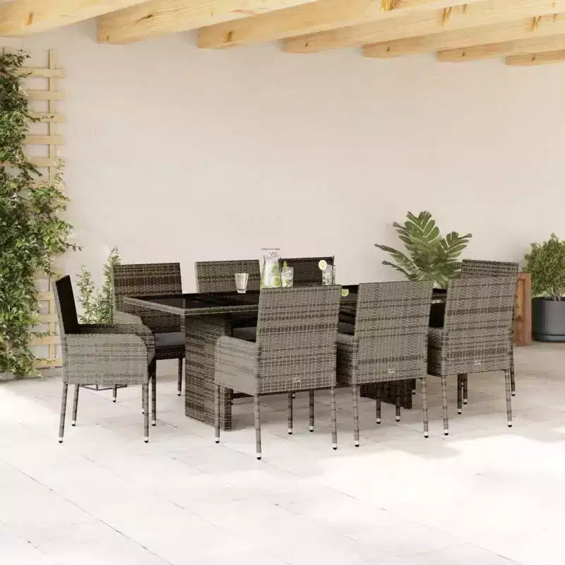 vidaXL Salon de jardin Gris, Gris foncé