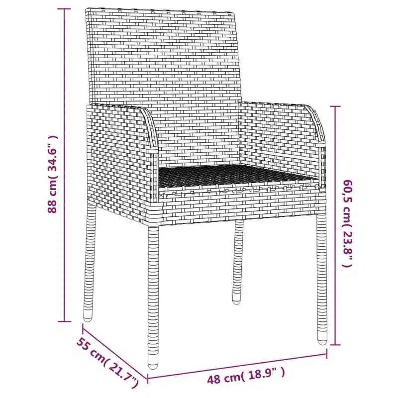 vidaXL Salon de jardin Gris, Gris foncé