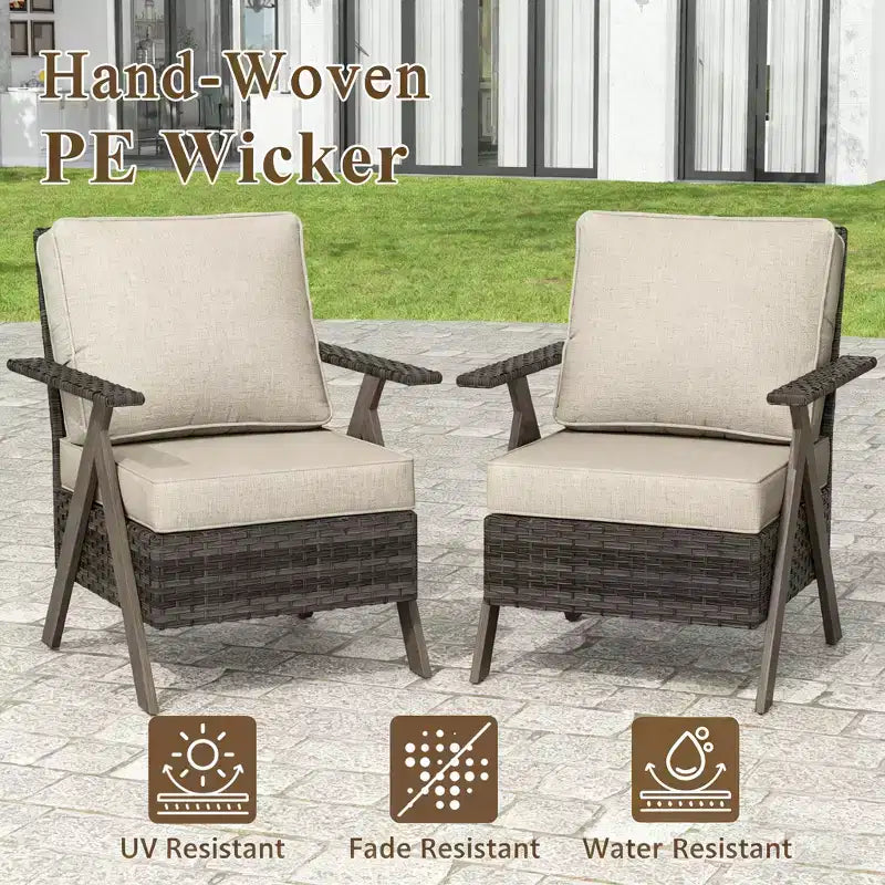 Ensemble de meubles de patio Bestier, ensemble de conversation d'extérieur avec canapé et chaises coussinés épais, table basse pour jardin, arrière-cour, porche