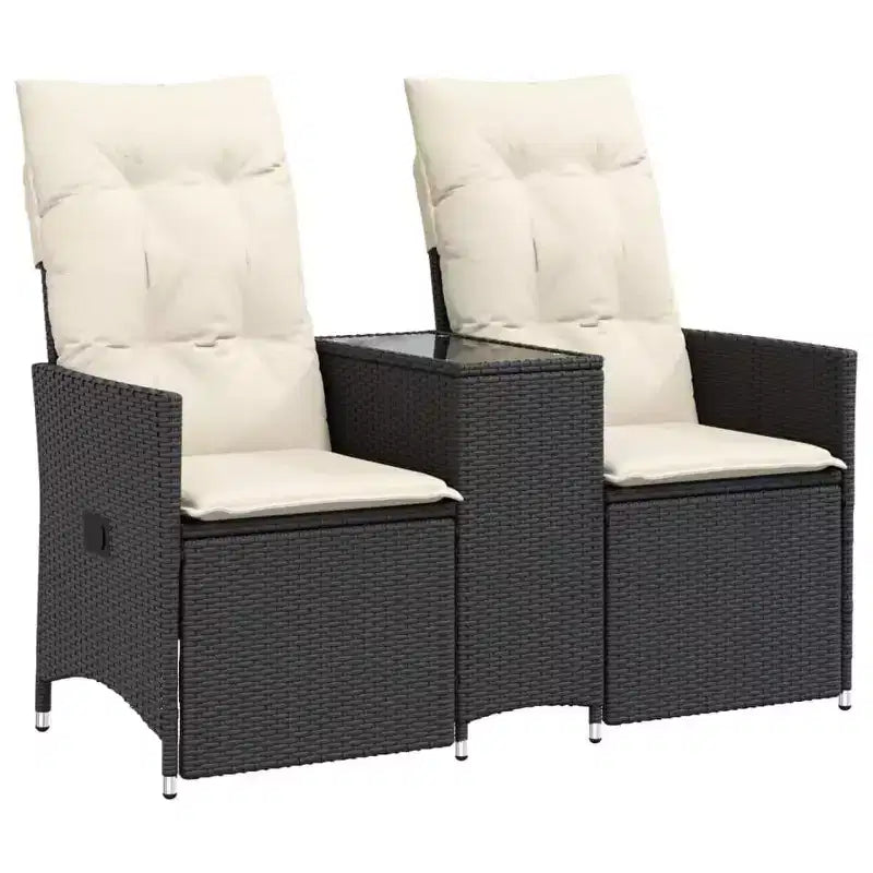 vidaXL Reclining Garden Sofa Black, Cream white