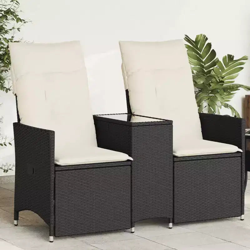 vidaXL Canapé de jardin inclinable Noir, Blanc crème