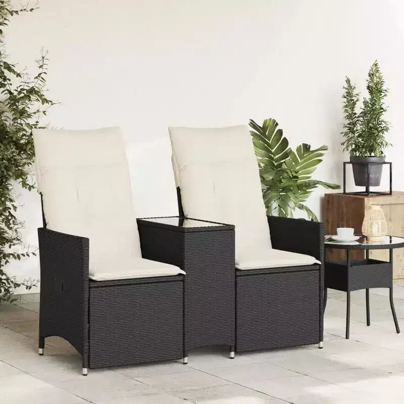 vidaXL Canapé de jardin inclinable Noir, Blanc crème