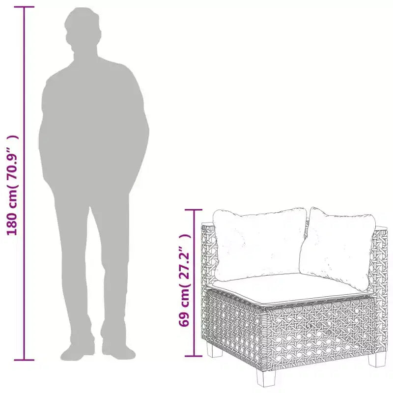 vidaXL Canapé de jardin d'angle avec coussins en rotin synthétique beige